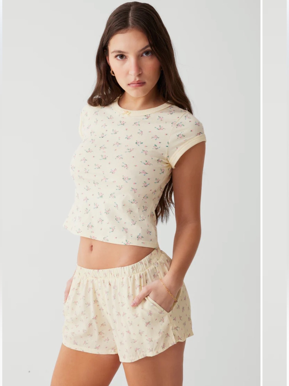 Frankie’s Bikinis Archie Floral Cotton Short Sleeve Baby Tee - Picture 2 of 4